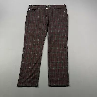 Paisley & Gray Pants Mens 40x32 Maroon Red Gray Plaid Chino Slim Fit Dress Pants • $27.99