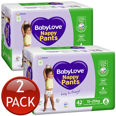 2 X Babylove Nappy Pants Jumbo Size 6 Junior 15-25Kg Unisex Nappies Pads 42 Pack • $173.10