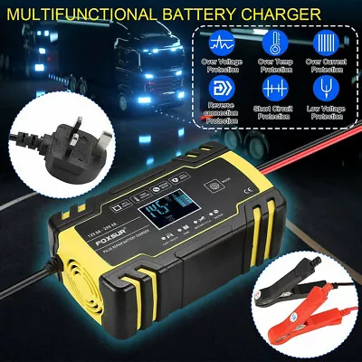 8 Amp Intelligent Car Battery Charger Pulse Repair Starter 12V/24V AGM/GEL UK • £19.99