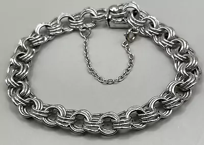 Vintage CCC Sterling Silver Starter Charm Bracelet Triple Ring 7  • $39