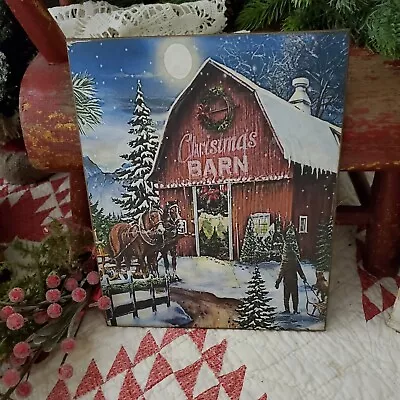 Primitive Victorian Vintage Farm  Style Christmas Horse Barn Sleigh Snow Sign • $13.95