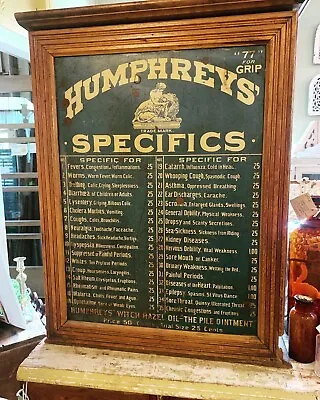 ANTIQUE WOOD HUMPHREYS' HOMEOPATHIC REMEDIES Cabinet Double Sided Advertising • $1500