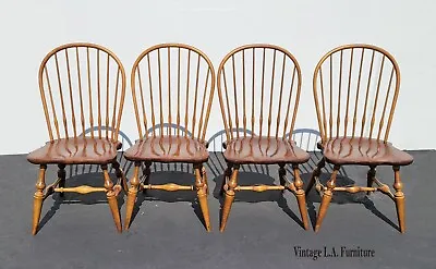 Set Of Four Vintage Ethan Allen Windsor Spindle Back Dining Room Chairs • $1408