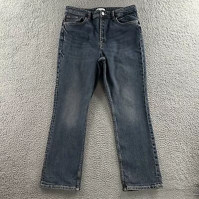 Zara Womens Jeans Blue Size 12 Straight High Rise Denim Cotton • $24.49