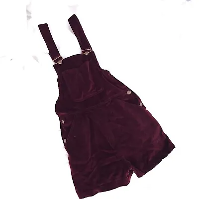 Vintage 1960s Deep Maroon Velvet 70s Cool Label Time And Place Overalls Shortall • $112.80