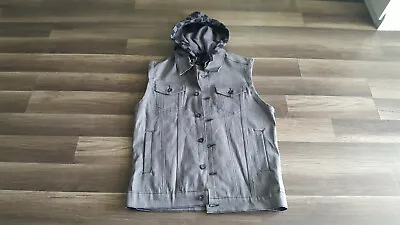 $33.16 • Buy XXX Rude Men Denim Jean Small Size Gray Color Removable Hood Vest