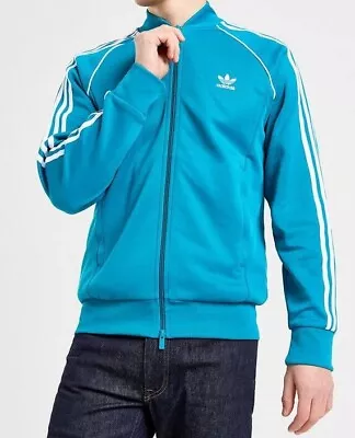 Adidas Originals SST Men's Track Top In Light Blue And White • £100