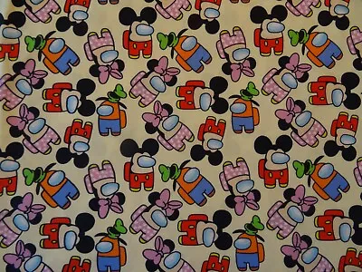 Among Us Mickey Mouse Minnie Mouse & Pluto Video Game Novelty Cotton Fabric • $7.58