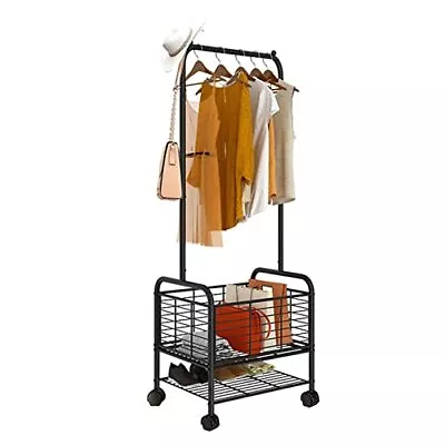 Laundry Cart With Clothes RackRolling Laundry Hamper Basket Cart With Metal ... • $82.95