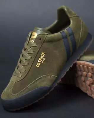 Patrick Rio Suede Trainers Olive / Black - Sneakers Terraces Retro 80s Shoes • £65