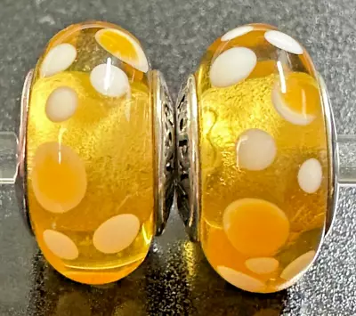 (One) Pandora Retired Sterling Silver Yellow Bubbles Murano Glass Bead - 790687 • £19.45