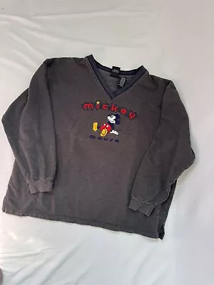 VTG 80s Mickey Mouse Sweatshirt Classic Gray Adult Size XL Walt Disney Raglan • $10