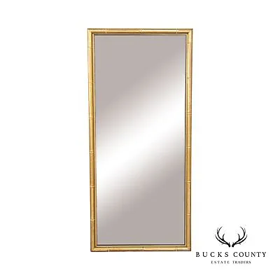 Hollywood Regency Faux Bamboo Gold Frame Wall Mirror • $595