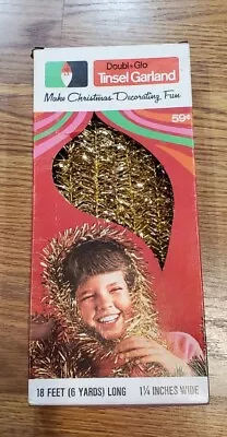 Vintage Christmas Doubl*Glo Gold Tinsel Garland Double Glow Doubl Glo 6 Yards  • $6.75