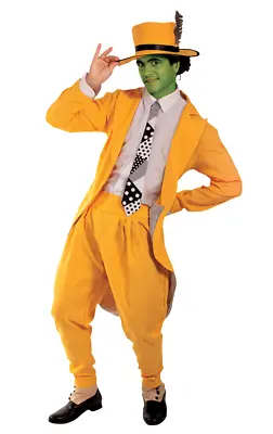 The Mask Costume Jim Carey Film Yellow Suit Halloween Villain Fancy Dress • £52.99