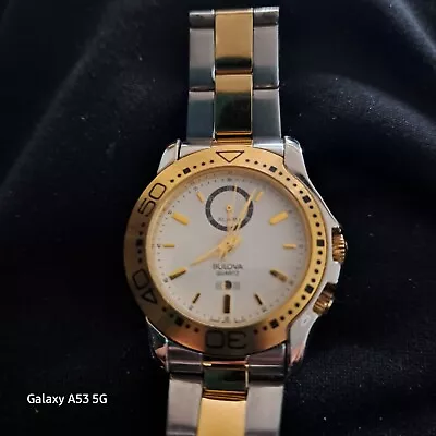 Vintage Bulova Quartz Vibra-Alarm Mens Gold/Silver Tone  Pristine • $165.95