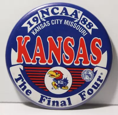 Vtg 1988 Kansas Jayhawks Basketball Pin KU Basketball Larry Brown Danny Manning • $23.09