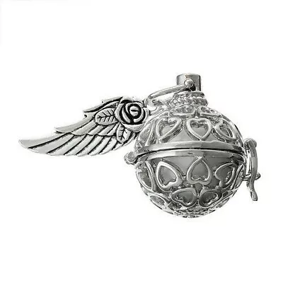Silver Heart Pregnancy Chime Ball Angel Wing Mexican Bola Harmony Wish Locket • $9.99