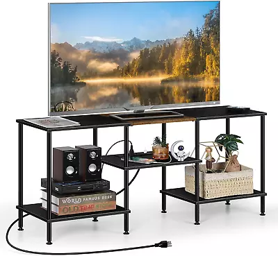 Black TV Stand For Bedroom Up To 50 Inch TV Media Entertainment Center With Powe • $65.88