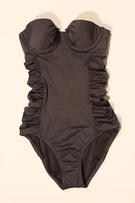 NWT J Crew Swim Ruched Underwire Tank Dark Charcoal Sz 4 Small $88 #16498 • $19.99