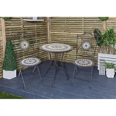 The Range 3 Piece Bistro Set With Mosaic Cement & Iron • £99.99