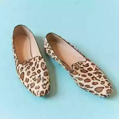 J Crew Collection Darby Genuine Leather Calf Hair Leopard Loafer Sz 7.5 • $39.95