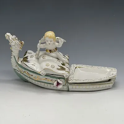 $14.99 • Buy Vintage Painted Cherub & Dragon Ceramic Ashtray Ship Gondola Boat
