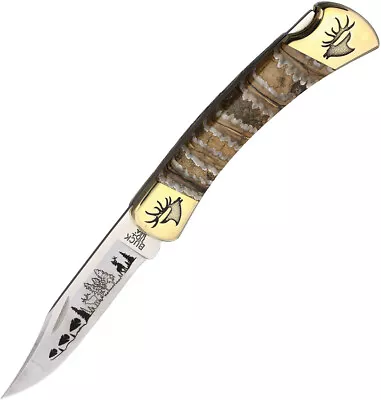 Yellowhorse YH406 Mammoth Elk Custom Engraved Folding Knife • $318.34