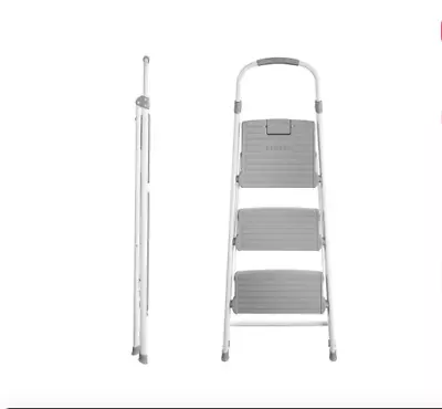 Cosco 3 Step Premium Folding Stool Whaite Gray Step Ladder For Home Escaleras • $100