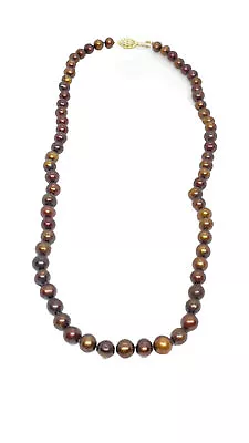 Vintage Chocolate Pearl Beaded Gold Filled Clasp Necklace • $26