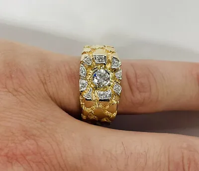 Awesome!! HUGE 14k YG 1980s High Quality Diamond Nugget Ring • $2495