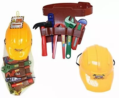 Plastic Construction Helmet Toy Hard Hat Builder Workman Tool Belt With Tools • $33.13