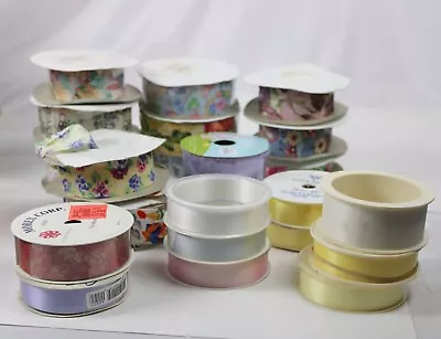 Mixed Lot Of  Ribbon 22 PCS Various Sizes  Lengths New & Partial Fabric & Satin • $12