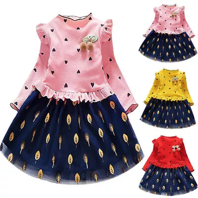 Baby Girl Kid Long Sleeve Tutu Princess Dress Comfy Casual Dresses Child Clothes • $18.51