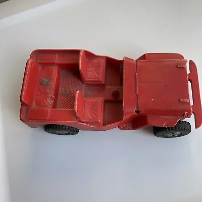 Vtg Marx Red Jeep Toy  Plastic / Tin Friction Collectable Made In USA For Parts • $11