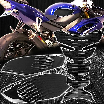 Side Traction Knee+Pro Tank Pad Grip Sticker Protector Kit 08-16 YZF-R6 Chrome • $34.88