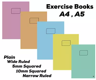 Exercise Books School Homework Notebook Class School Math Ruled Plain Exercise • £2.99