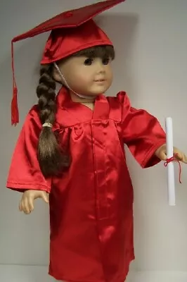 RED Graduation Gown Robe W/Cap Hat Blank Diploma Doll Clothes For (Debs*) • $11.99