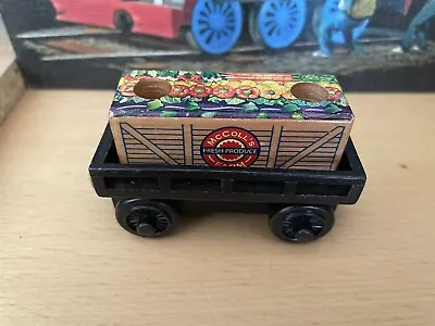 Thomas Train Wooden Black Cargo Car & McColl’s Farm Fresh Produce Cargo! • $9.99