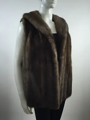 Sz M - Beautiful & Soft Grayish Brown Mink Fur Vest Coat - Vintage Fur • $299.99