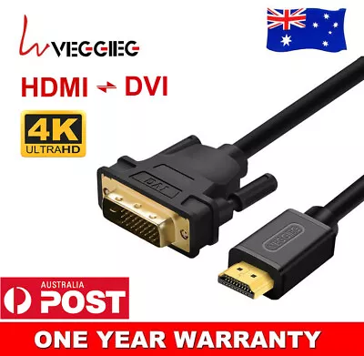 HDMI To DVI M/M Adapter Cable 4K Ultra HD For HDTV PS3 XBOX 360 TV Gold Plated • $13.04