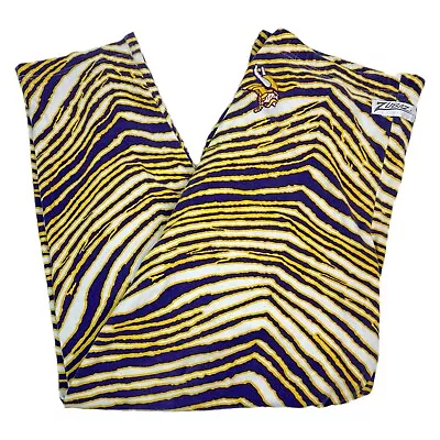 Vintage 90s Zubaz Minnesota Vikings Sweat Pants Tiger Stripes Size XL • $24.88
