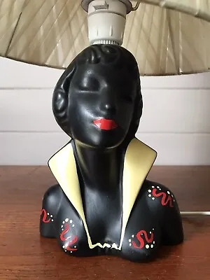 Vintage Barsony Australian Pottery Black Lady Lamp H 7 With Shade Working • $1600