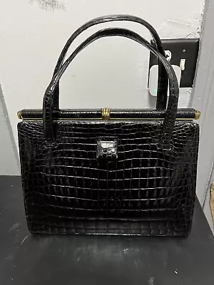 Vintage  Black ALLIGATOR Lucille De Paris Bag Purse Nice Condition • $99.99