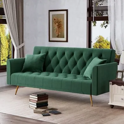 Modern Living Room Adjustable Velvet Sofa Convertible Sleeper Sofa Bed Furniture • $279.99
