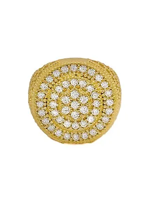 14k Gold Round CZ Micro Pave Yellow Gold Men’s Ring Size 10.5 • $1043.99