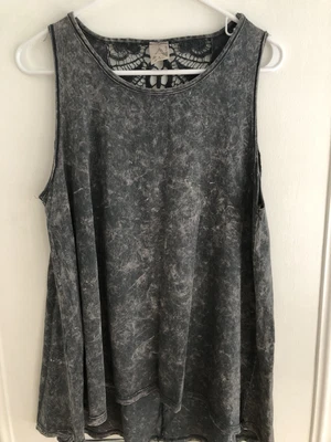$0.99 • Buy American Age Womens Dark Grey Dip-Dye Lace Back Tank Top Size S Small Boho EUC!