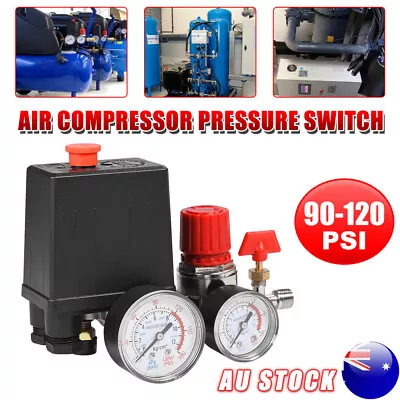 240V Air Compressor Pressure Switch 90-120PSI Valve Manifold Gauge Controller • $26.45