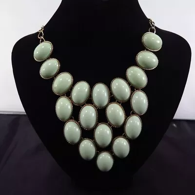 Vintage Aldo Signed Bubble Drop Light Mint Green Bib Statement Necklace • $15