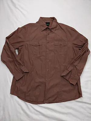 Marshall Fields Mens Size L Brown Button Shirt Collard Long Sleeve • $10.94